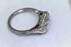 Art Deco Vintage Style Lab Created Diamond Engagement 14k White Gold FN Ring