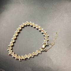 Vintage Gold Tone S Link Tennis Bracelet With Cubic Zirconias 7in