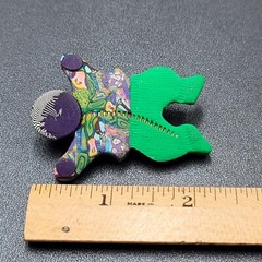 Vintage Figure Brooch Polymer Clay Signed Handmade 2.25″