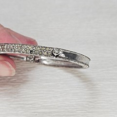 JOMAZ Rhinestone Vintage Hinged Clamper Bracelet Silver No Stones Missing Rare