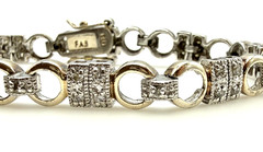 Vintage Signed FAS 925 Two Tone Sterling Silver Vermeil CZ Tennis Bracelet