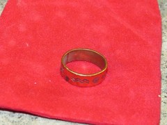 Vintage Solid Copper Bell Ring Sz 5 Native American, Stamping