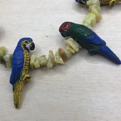 Vintage handmade stone/gemstone bead parrot necklace art to wear statement boho