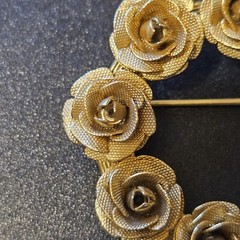 Gold Tone Rose Wreath Brooch Mother’s Day Gift