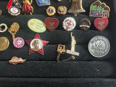 Mixed Lot of 30+ Push Back Lapel Pins Mixed Pins Vintage Flag Mother Of Pearl