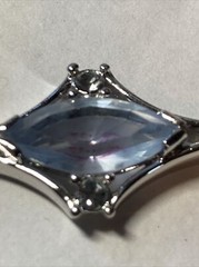 Signed: AVON 20″ Necklace Aquamarine Marquise Rhinestone Pendant Silver Tone RS