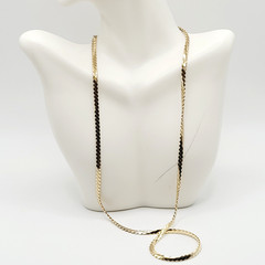 Serpentine Style Shiny Gold Tone Chain Necklace Womens Mens Vintage 24 inch