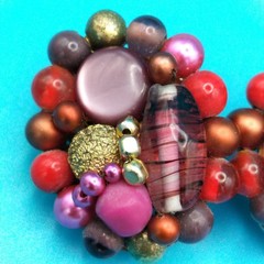 Vintage Japan Multi-Color Clip On Cluster Beaded Earrings Boho Chic