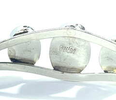 Vintage Sterling Native American Signed Carlos Faux Opal Cuff Bracelet 2 3/8″