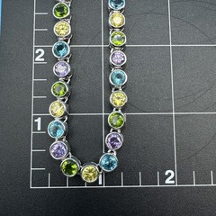 Vintage Suzanne Somers MultiColor Bezel 925 Silver Bracelet 7.5in/Necklace 18in