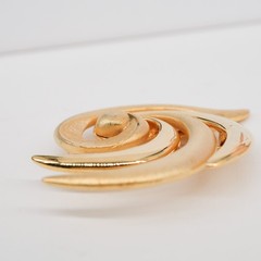 Tona Modernist Swirl Brooch Gold Tone Dual Texture Spiral Pin VTG | 2.5″