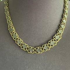 Vintage Two-tone Chain Link Choker Necklace 20″-Adjustable Bold Reversible