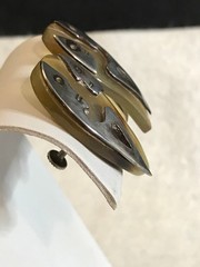 Vtg Sterling Silver & Horn or Lucite Modernist Man Woman Screw Earrings Mexico