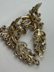 Vintage Earrings Clip On Climber Purple Spray Signed Coro