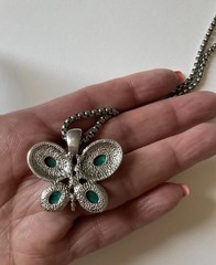 Vintage Silver-tone Butterfly Pendant Chain 24’ Pendant 1.5 X 1.5 in