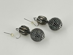 Vintage Silver Mesh Drop Earrings 2 Inch Dangle Unique Design