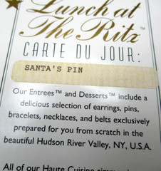 LUNCH AT THE RITZ Christmas Santa’s Pin Enamel Crystal Brooch On Original Card