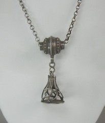 Antique Necklace Netherlands 833 Silver Slide Seal Pendant 16.5″ Chain