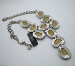 Vintage RJ Graziano runway statement necklace Silvertone and rhinestones