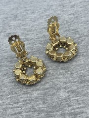 Vintage Signed Weiss Goldtone Clear And AB Crystals Rhinestones Clip On Earrings