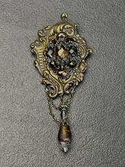 Vintage Rare Victorian style signed Maya Evangelista smoky topaz 1950-1960