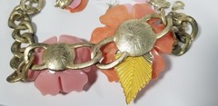 Anne Klein bontanical chunky floral necklace bracelet earring vintage set 1990s
