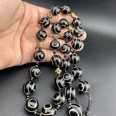 Lot 27 Ethnic Pyu Etched Agate Eye Beads Natural Stone Agate Beaded Necklace