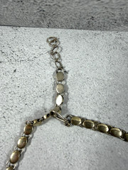 Vintage Sterling Silver and Gold Overlay Statement Necklace with Aqua Stones