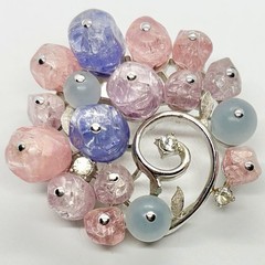 Vtg Francois For Coro Crackle Lucite Pink Purple Blue Spiral Statement Brooch