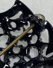 Vintage Black Rhinestone Maple Leaf Brooch Unsigned