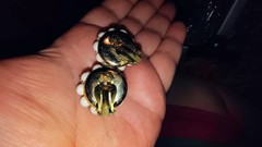 JAPAN VINTAGE Orange And White FAUX PEARL CLUSTER BEAD CLIP ON EARRINGS