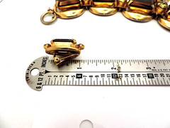 Bracelet Earrings Set 5 Link Brown Green Large Rhinestones Open Backs MCM Trendy