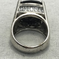 Vintage 925 Sterling Silver Black Onyx – Clear Cubic Zirconia Designer Ring 9