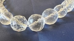 Vintage glass bead necklace clear faceted crystal restring redo deco varied size