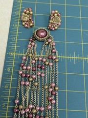 Made in Japan Vintage Jewelry Set Pink & Pearl & Gold Necklace & Earrings