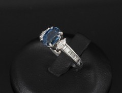 Fine 1.97ct GIA Certified Blue Sapphire & 0.50ct Diamond Platinum Ring Size 6.5