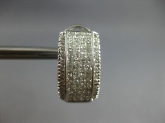 LARGE 1.52CT DIAMOND 14K WHITE GOLD 3D ROUND & PRINCESS CLIP ON HANGING EARRINGS