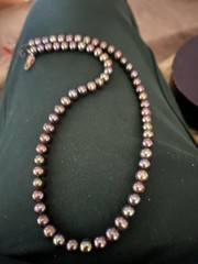 Pearl Necklace With Bracelet Chocolate Purple Color Vintage Silver Class 925