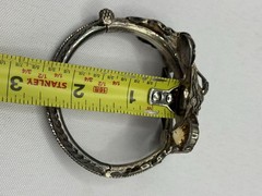 Vintage 925 Sterling Serpent Dragon Screw Hinged Bangle Bracelet 36 grams Nepal