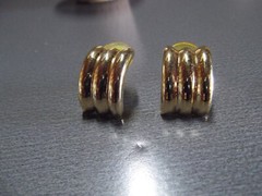 1 Pair Old 1″in Stud Gold Tone Bars 1/4 Moon Shape