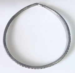 Vtg (Antique?) Silver-tone Clear Rhinestone Rigid Tennis-style Necklace 16″