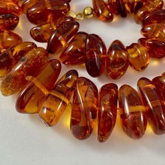 Vintage Natural Baltic Amber Necklace 18,5″ Polished Cognac Nugget Beads