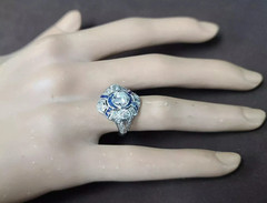 Art Deco Vintage Style 2Ct Lab Created Diamond 14k White Gold FN Engagement Ring