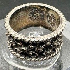 Vintage Taxco Mexico Sterling Silver 925 Floral Wide Band Ring Size 5.25 5.2g