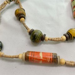 African Necklace Safari Animals Ceramic Painted Wood Bead Necklace 16”