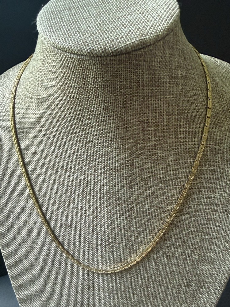 Vintage Flat Gold Tone Necklace Long 24” Minimalist Classic Capsule Career