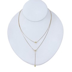 Vintage Gold-Tone Sterling Silver 925 Layered Lariat Bead Necklace 14″-15.5″