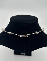 Vintage Sterling Silver Bar& Ball Bead Necklace 16”Long 925