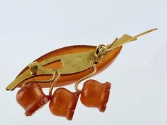 Vintage Russian Amber Factory Lily Of The Valley Amber Pin Brooch DAMAGED