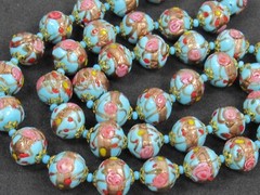 Italy WEDDING CAKE Gold Pink Red Blue Bead Strand NECKLACE Pierced EARRINGS SET